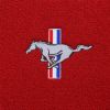 Close-up illustration of the optional #110 Mustang Silver Running Pony logo on the 1967-1968 Ford Mustang ACC Nylon trunk mat