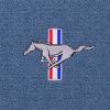 Close-up illustration of the optional #110 Mustang Silver Running Pony logo on the 1967-1968 Ford Mustang ACC Loop trunk mat
