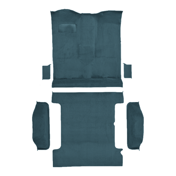 Illustration of 1978-1980 Chevrolet K5 Blazer Complete Cutpile Molded Carpet - 6 Piece in 7766 Blue, digitally recolored from the ACC supplier photo.