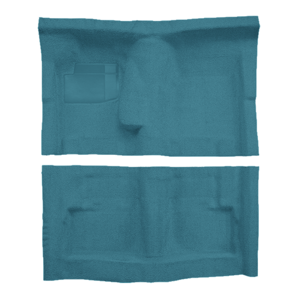 Illustration of 1971 Dodge Charger Super Bee 4spd Bench Seat Loop Molded Carpet - 2 Piece in 09 Medium Blue, digitally recolored from the ACC supplier photo.