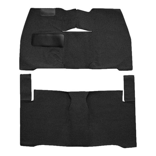 Illustration of 1953-1954 Chevrolet One-Fifty Series ACC Loop cut-and-sewn carpet in 01 Black, digitally recolored from the ACC supplier photo