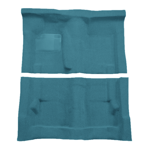 Illustration of 1970 Dodge Challenger 4spd Loop Molded Carpet - 2 Piece in 09 Medium Blue, digitally recolored from the ACC supplier photo.