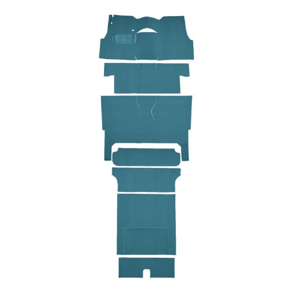 Illustration of 1955 Chevrolet Bel Air Nomad 2DR Wagon Bucket Seat Complete Loop Carpet - 8 Piece in 09 Medium Blue, digitally recolored from the ACC supplier photo.