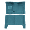 Illustration of 1967-1969 Plymouth Barracuda 4spd without Console Strip Pass Area Loop Molded Carpet - 2 Piece in 09 Medium Blue, digitally recolored from the ACC supplier photo.