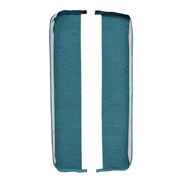 Illustration of 1963-1964 Chevrolet Bel Air Door Panel 2DR Inserts Loop Carpet - 2 Piece in 09 Medium Blue, digitally recolored from the ACC supplier photo.