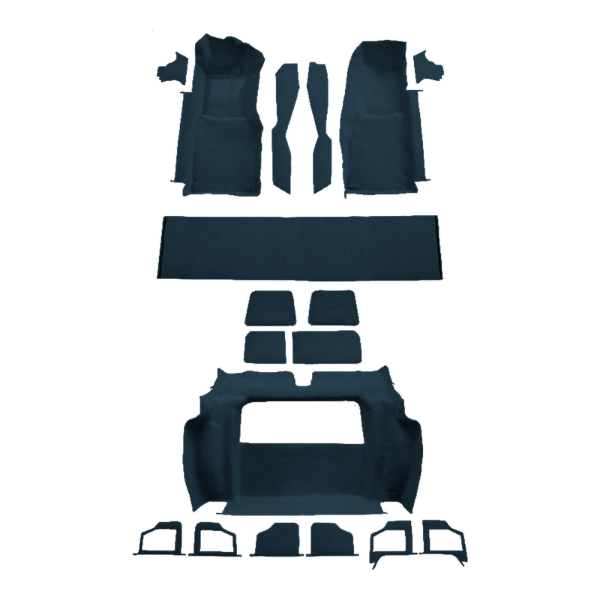 Illustration of 1979 Chevrolet Corvette Complete with 2 Compt Doors Cutpile Molded Carpet - 18 Piece in 4033 Midnight Blue, digitally recolored from the ACC supplier photo.