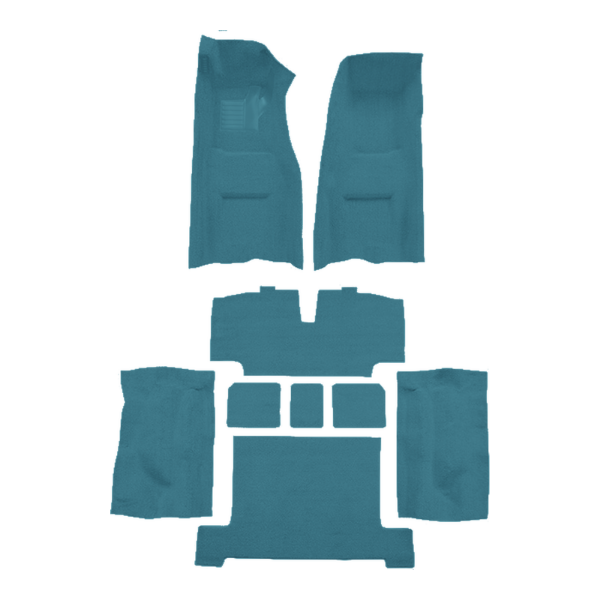 Illustration of 1969 Chevrolet Corvette 4spd Complete with Pad & Toe Pad Loop Molded Carpet - 9 Piece in 09 Medium Blue, digitally recolored from the ACC supplier photo.