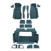 Illustration of 1981-1982 Chevrolet Corvette Complete without Door Panels Cutpile Molded Carpet - 15 Piece in 7766 Blue, digitally recolored from the ACC supplier photo.