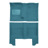 Illustration of 1964-1966 Plymouth Barracuda 4spd without Console Strip Pass Area Loop Molded Carpet - 2 Piece in 09 Medium Blue, digitally recolored from the ACC supplier photo.