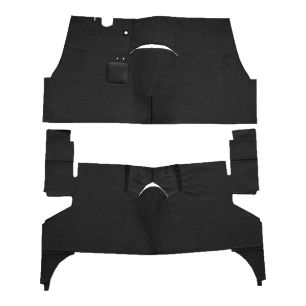 Illustration of 1955-1956 Oldsmobile 88 ACC Loop cut-and-sewn carpet in 01 Black, digitally recolored from the ACC supplier photo