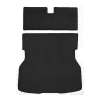 Illustration of 1983 Ford Mustang ACC Cutpile cargo area carpet in 801 Black, digitally recolored from the ACC supplier photo
