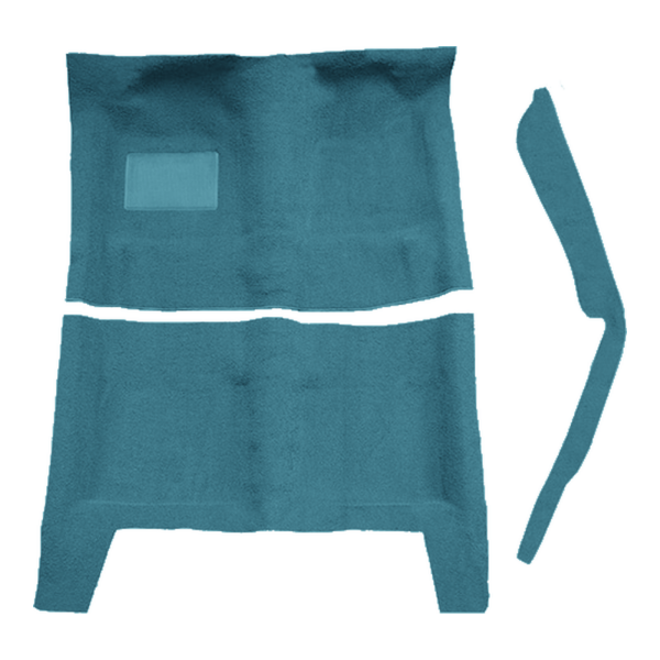 Illustration of 1967-1969 Plymouth Barracuda Auto with Console Strip Pass Area Loop Molded Carpet - 3 Piece in 09 Medium Blue, digitally recolored from the ACC supplier photo.