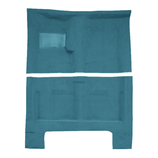 Illustration of 1966-1967 Dodge Charger 4spd without Console Strips Pass Area Loop Molded Carpet - 2 Piece in 09 Medium Blue, digitally recolored from the ACC supplier photo.