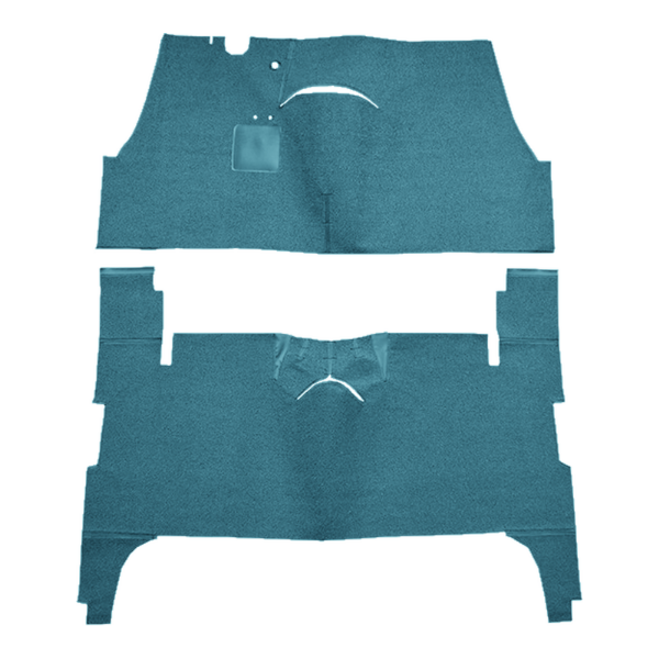 Illustration of 1954-1956 Oldsmobile 88 4DR Sedan Loop Carpet - 2 Piece in 09 Medium Blue, digitally recolored from the ACC supplier photo.