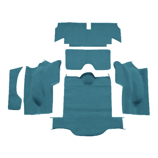 Illustration of 1965 Chevrolet Corvette Coupe Rear No Pad Loop Molded Carpet - 6 Piece in 09 Medium Blue, digitally recolored from the ACC supplier photo.