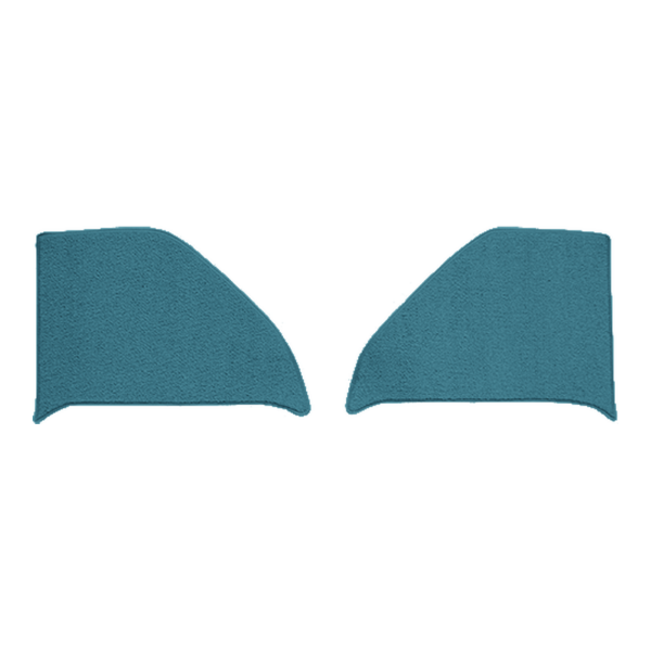Illustration of 1960-1963 GMC 1000 Series Kick Panel Inserts without Cardboard Loop Carpet - 2 Piece in 09 Medium Blue, digitally recolored from the ACC supplier photo.