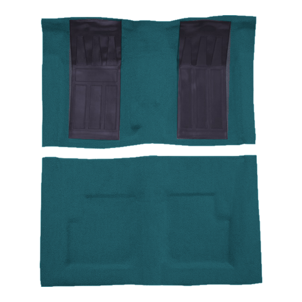 Illustration of 1971 Ford Torino GT 2DR Convertible 4spd with 2 Bright Blue Inserts Loop Molded Carpet - 2 Piece in 17 Bright Blue, digitally recolored from the ACC supplier photo.