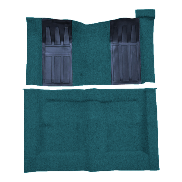 Illustration of 1971 Ford Torino GT 2DR Hardtop/Fastback Auto with 2 Bright Blue Inserts Loop Molded Carpet - 2 Piece in 17 Bright Blue, digitally recolored from the ACC supplier photo.