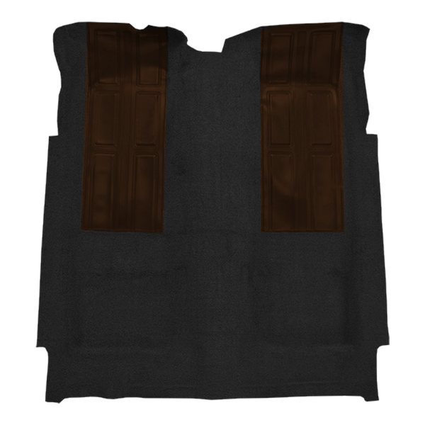 Illustration of 1972-1973 Ford Torino ACC Loop molded carpet in 01 Black with Dark Brown inserts, digitally recolored from the ACC supplier photo