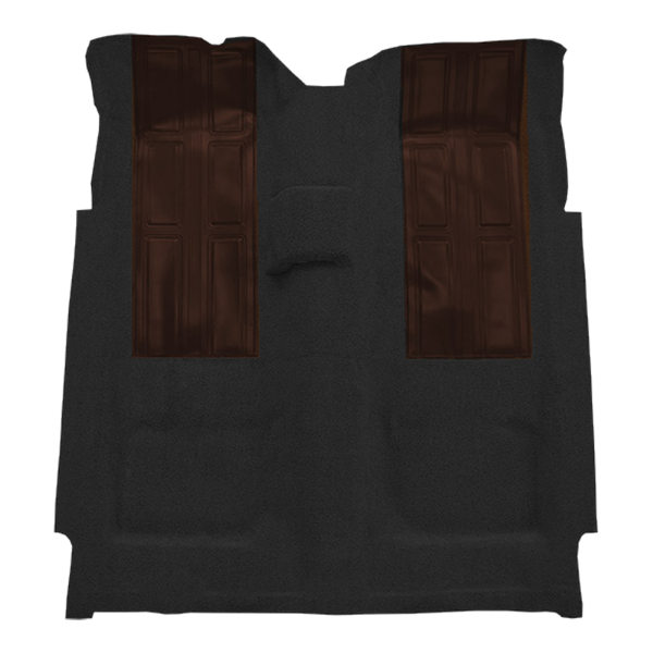 Illustration of 1972-1973 Ford Torino ACC Loop molded carpet in 01 Black with Dark Brown inserts, digitally recolored from the ACC supplier photo