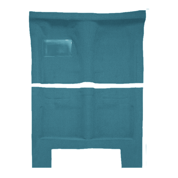 Illustration of 1966-1967 Dodge Charger Auto without Console Strips Pass Area Loop Molded Carpet - 2 Piece in 09 Medium Blue, digitally recolored from the ACC supplier photo.