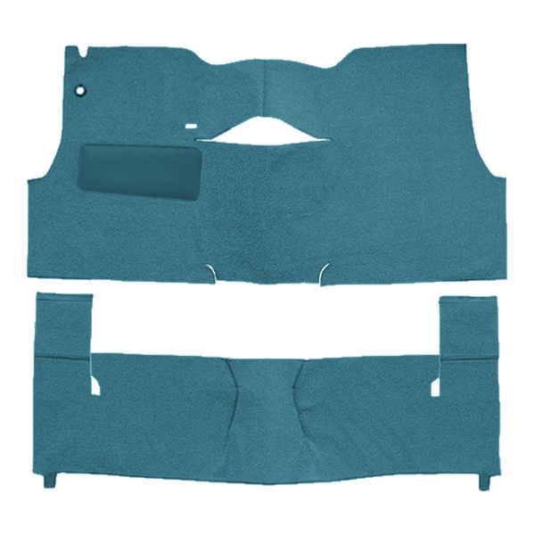 Illustration of 1956 Chevrolet Sedan Delivery 2DR Sedan Bench Seat Loop Carpet - 2 Piece in 09 Medium Blue, digitally recolored from the ACC supplier photo.