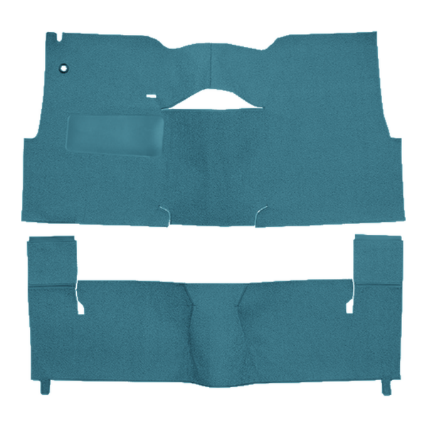 Illustration of 1957 Chevrolet Sedan Delivery 2DR Sedan Bench Seat Loop Carpet - 2 Piece in 09 Medium Blue, digitally recolored from the ACC supplier photo.