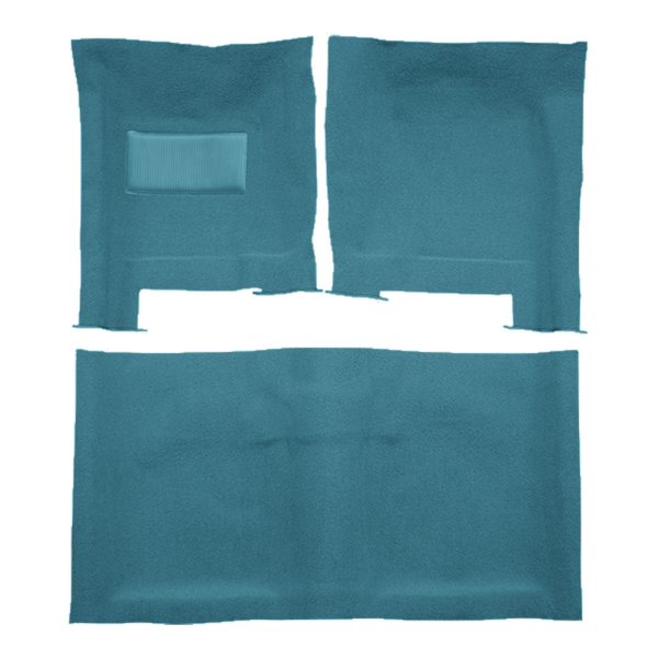 Illustration of 1963-1965 Buick Riviera 2DR Auto Loop Molded Carpet - 3 Piece in 09 Medium Blue, digitally recolored from the ACC supplier photo.