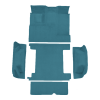 Illustration of 1966-1973 Ford Bronco 2 Gas Tanks Complete with Tailgate Lock Loop Molded Carpet - 5 Piece in 09 Medium Blue, digitally recolored from the ACC supplier photo.