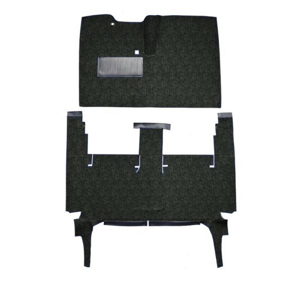 Illustration of 1960-1964 Chevrolet Corvair ACC Tuxedo cut-and-sewn carpet in A-1 Olive Black - actual product may vary