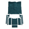 Illustration of 1976-1986 Jeep CJ7 Complete Cutpile Molded Carpet with Mass Backing - 11 Piece in 818 Ocean Blue / Bright Blue, digitally recolored from the ACC supplier photo.
