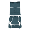 Illustration of 1984-1991 Jeep Grand Wagoneer Complete Cutpile Molded Carpet - 9 Piece in 7766 Blue, digitally recolored from the ACC supplier photo.