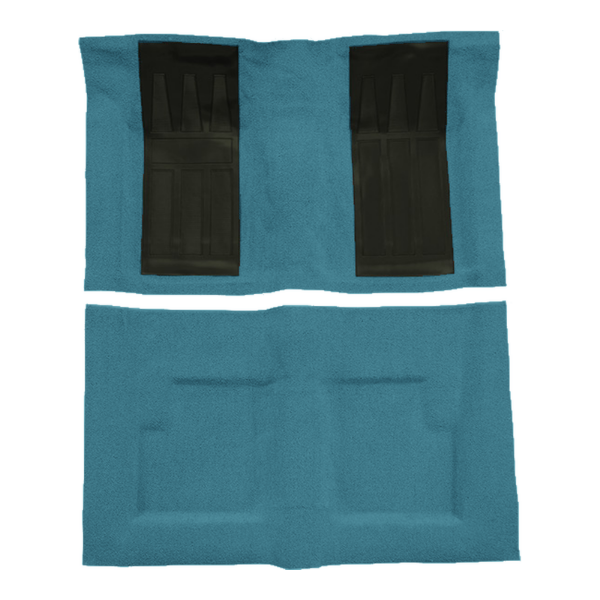 Illustration of 1969-1971 Ford Torino GT 2DR Convertible Auto with 2 Black Inserts Loop Molded Carpet - 2 Piece in 09 Medium Blue, digitally recolored from the ACC supplier photo.