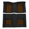 Illustration of 1969 Ford Mustang ACC Nylon molded carpet in 601 Black with Ginger inserts, digitally recolored from the ACC supplier photo