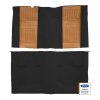 Illustration of 1971-1973 Ford Mustang ACC Nylon molded carpet in 601 Black with Medium Saddle inserts, digitally recolored from the ACC supplier photo