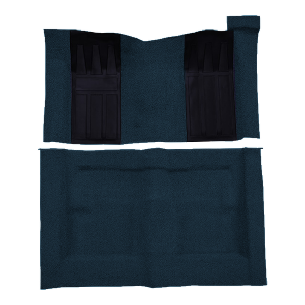 Illustration of 1969-1971 Ford Torino GT 2DR Hardtop/Fastback Auto with 2 Dark Blue Inserts Loop Molded Carpet - 2 Piece in 07 Dark Blue, digitally recolored from the ACC supplier photo.