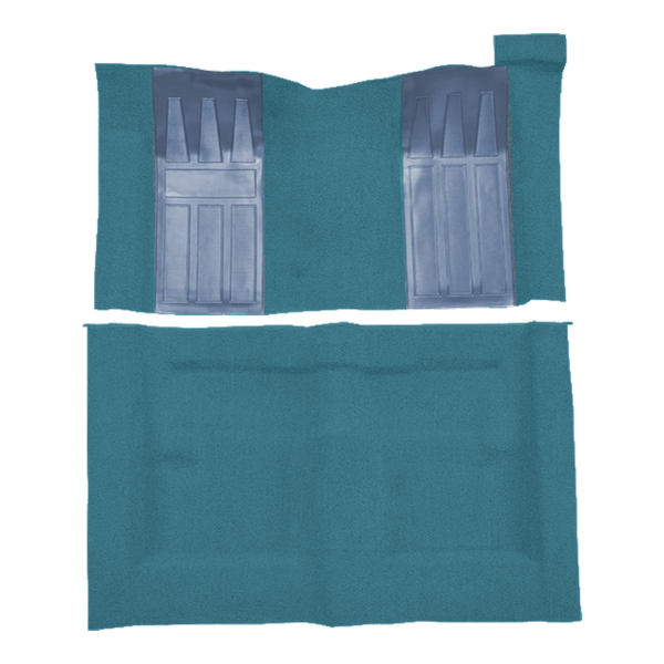 Illustration of 1969-1971 Ford Torino GT 2DR Hardtop/Fastback Auto with 2 Medium Blue Inserts Loop Molded Carpet - 2 Piece in 09 Medium Blue, digitally recolored from the ACC supplier photo.