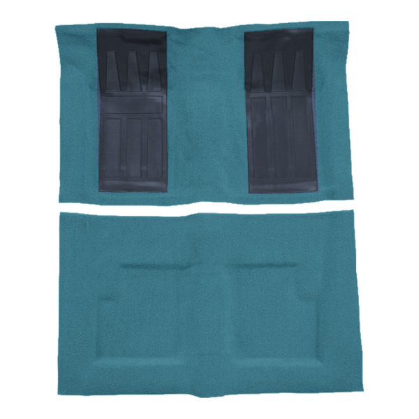 Illustration of 1969-1971 Ford Torino GT 2DR Convertible Auto with 2 Medium Blue Inserts Loop Molded Carpet - 2 Piece in 09 Medium Blue, digitally recolored from the ACC supplier photo.