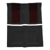 Illustration of 1969-1971 Ford Torino ACC Loop molded carpet in 01 Black with Maroon inserts, digitally recolored from the ACC supplier photo