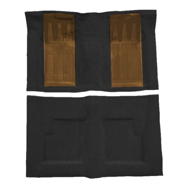 Illustration of 1969-1971 Ford Torino ACC Loop molded carpet in 01 Black with Fawn inserts, digitally recolored from the ACC supplier photo