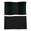 Illustration of 1969 Ford Torino ACC Loop molded carpet in 01 Black with Dark Green inserts, digitally recolored from the ACC supplier photo