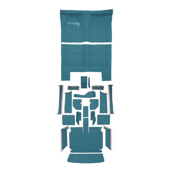 Illustration of 1967 Dodge Charger Auto Complete Loop Molded Carpet - 22 Piece in 09 Medium Blue, digitally recolored from the ACC supplier photo.