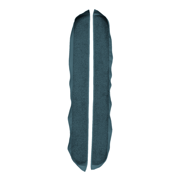 Illustration of 1981-1986 Ford Mustang Coupe/Hatchback Inserts Door Panel Cutpile Carpet - 2 Piece in 7766 Blue, digitally recolored from the ACC supplier photo.