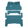 Illustration of 1957-1958 Cadillac DeVille 4DR Hardtop Loop Carpet - 3 Piece in 09 Medium Blue, digitally recolored from the ACC supplier photo.