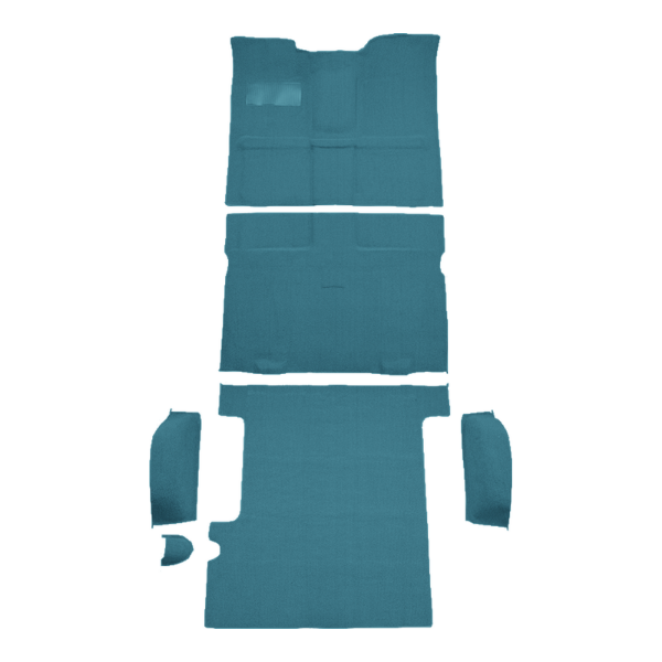 Illustration of 1967-1972 Chevrolet C10 Suburban 2WD Auto 400 Trans Column Shift Complete Loop Molded Carpet - 6 Piece in 09 Medium Blue, digitally recolored from the ACC supplier photo.