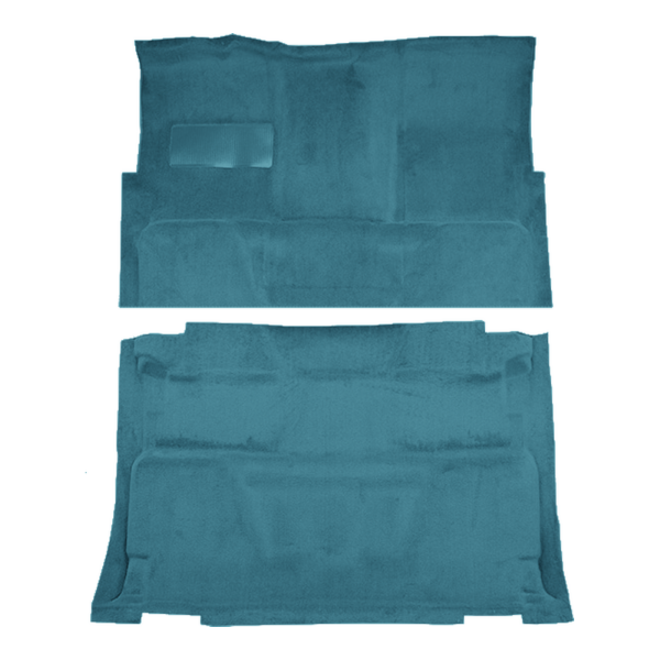 Illustration of 1973 GMC C25/C2500 Pickup Crew Cab 2WD 4spd Floor Shift Loop Molded Carpet - 2 Piece in 09 Medium Blue, digitally recolored from the ACC supplier photo.
