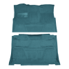 Illustration of 1975-1978 GMC C25 Crew Cab 2WD Auto/3spd Column Shift Cutpile Molded Carpet - 2 Piece in 802 Blue, digitally recolored from the ACC supplier photo.