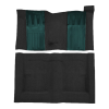 Illustration of 1970-1971 Ford Torino ACC Loop molded carpet in 01 Black with Aqua inserts, digitally recolored from the ACC supplier photo
