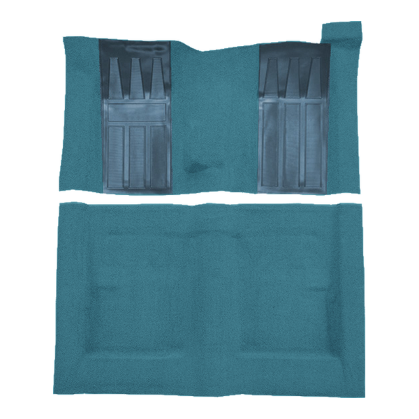Illustration of 1970-1971 Ford Torino GT 2DR Hardtop/Fastback 4spd with 2 Med Blue Inserts Loop Molded Carpet - 2 Piece in 09 Medium Blue, digitally recolored from the ACC supplier photo.