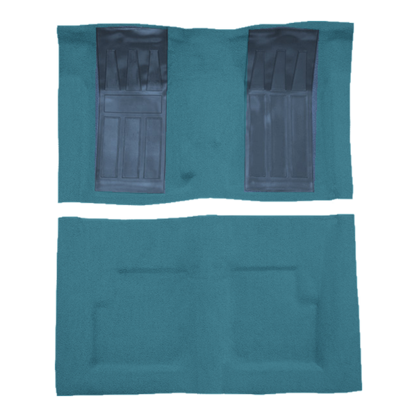 Illustration of 1970-1971 Ford Torino GT 2DR Convertible 4spd with 2 Med Blue Inserts Loop Molded Carpet - 2 Piece in 09 Medium Blue, digitally recolored from the ACC supplier photo.
